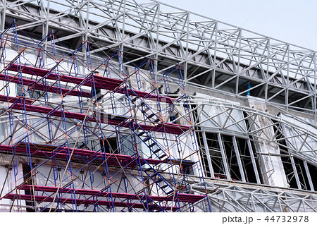 Construction workers binding steel frame. Construction workers binding steel frame. 44732978