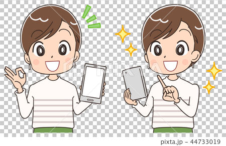 女性とスマホのイラスト 女性とスマホのイラスト 44733019