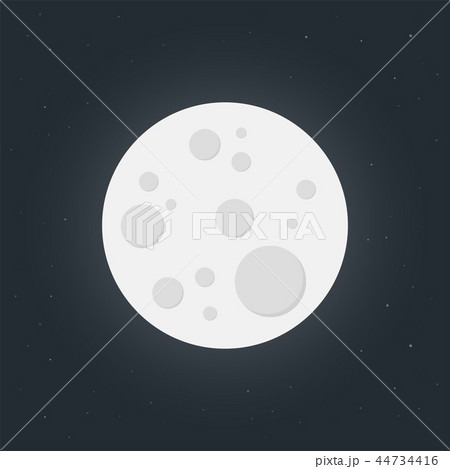 Full Moon On Dark Sky, Flat Design Full Moon On Dark Sky, Flat Design 44734416