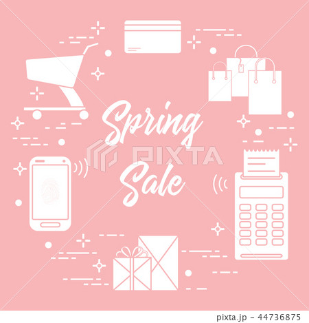 Spring sale Shopping icons. 44736875