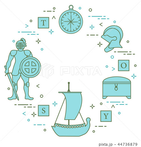 Knight, shield, sword, helmets, ship and other 44736879