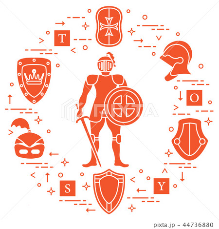 Knight, shields, swords, helmets, cubes 44736880