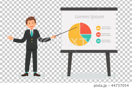 Businessman pointing on the graph on flipchart Businessman pointing on the graph on flipchart 44737054