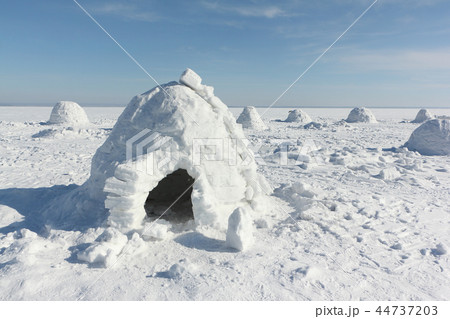 Igloo standing on a snowy glade in the winter Igloo standing on a snowy glade in the winter 44737203