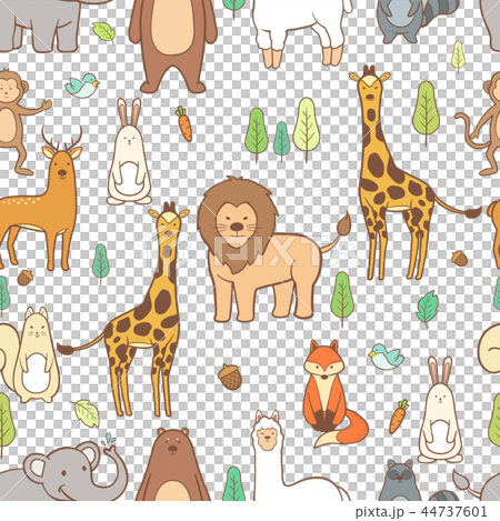 Animals hand drawn seamless pattern background 44737601