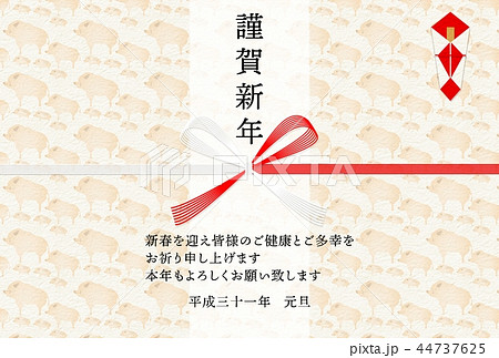 年賀2019亥水引熨斗背景 44737625