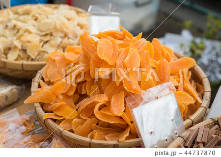 Dried fruits on display at a japanese market 44737870
