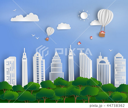 Paper art scene abstract background 44738362
