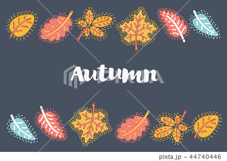 Autumn leaves frame on dark background 44740446