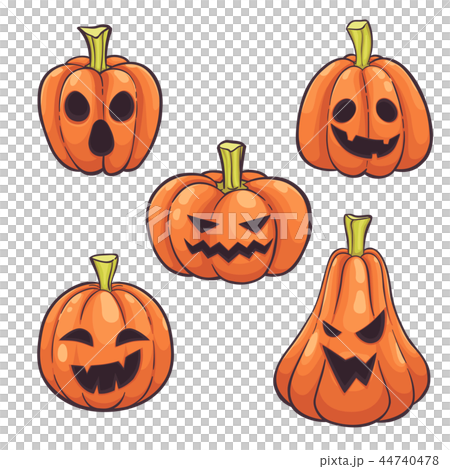 Set of Halloween pumpkins face hand drawn Set of Halloween pumpkins face hand drawn 44740478