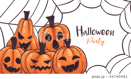 Halloween pumpkins with spider web greeting card Halloween pumpkins with spider web greeting card 44740481