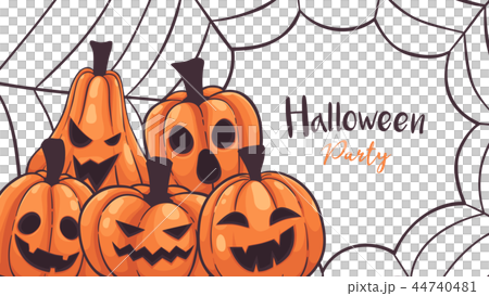 Halloween pumpkins with spider web greeting card Halloween pumpkins with spider web greeting card 44740481