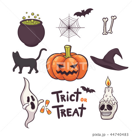 Set of Halloween elements hand drawn vector Set of Halloween elements hand drawn vector 44740483