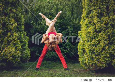 beautiful modern ballet couple dancing in summer outdoors 44741160