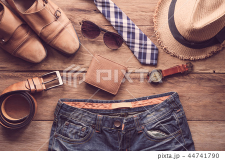 Clothing for Men on the wooden floor Clothing for Men on the wooden floor 44741790
