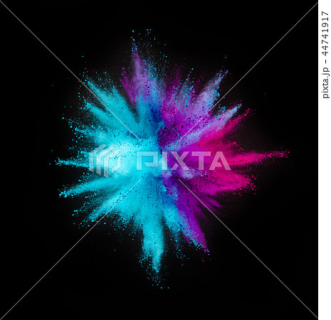 Colored powder explosion on black background 44741917