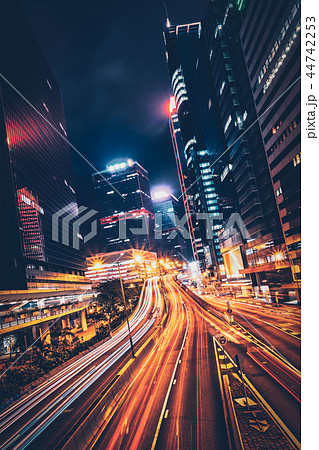 Street traffic in Hong Kong at night 44742253