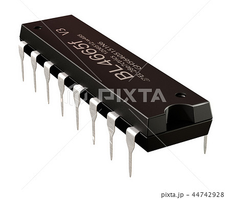 Integrated circuit or micro chip 16 order pin 2 sections circuit design . 44742928