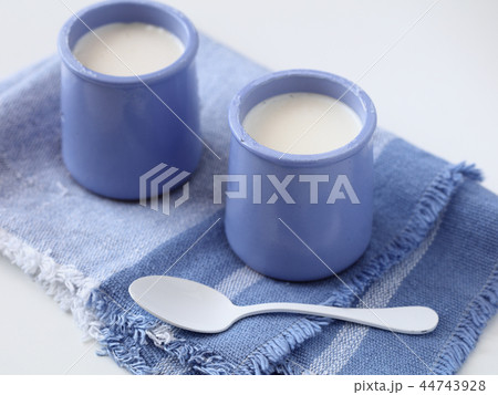 Yogurt in blue jars 44743928