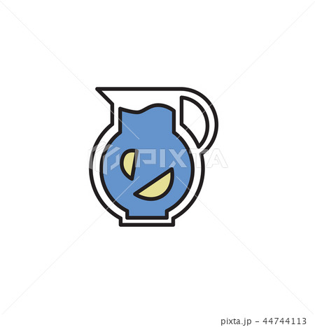 Glass carafe of lemon water. Lemonade icon. Flat vector illustration. Isolated on white background. 44744113