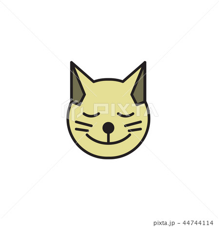 Cat head round icon. Kitten smiling face. Cartoon design icon. Flat vector illustration. Isolated on Cat head round icon. Kitten smiling face. Cartoon design icon. Flat vector illustration. Isolated on 44744114