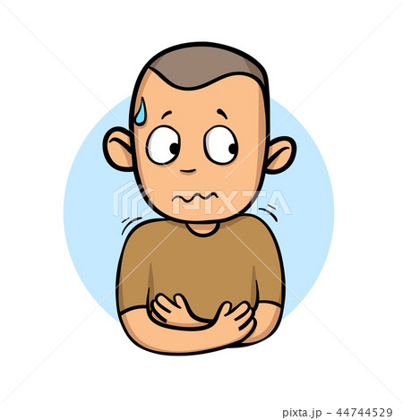 Sick guy shivering and sweating. Feeling unwell. Cartoon design icon. Flat vector illustration 44744529
