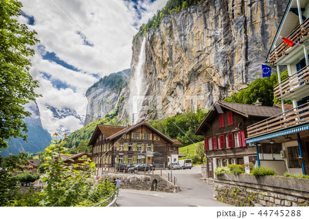 Lauterbrunnen village in Switzerland Lauterbrunnen village in Switzerland 44745288