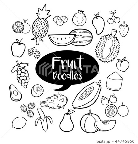 Fruit elements with hand drawn doodles 44745950