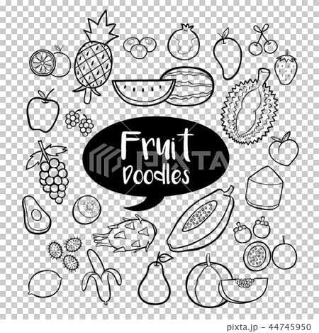 Fruit elements with hand drawn doodles Fruit elements with hand drawn doodles 44745950