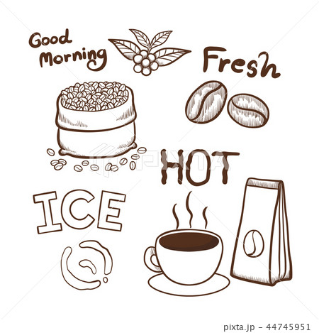 Coffee hand drawn doodles elements illustration Coffee hand drawn doodles elements illustration 44745951