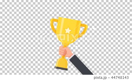 ฺBusinessman holding trophy cup and showing award 44748143