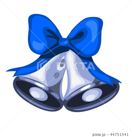 Christmas toy in the form of silver bells with blue bow isolated on white background. Vector Christmas toy in the form of silver bells with blue bow isolated on white background. Vector 44751541