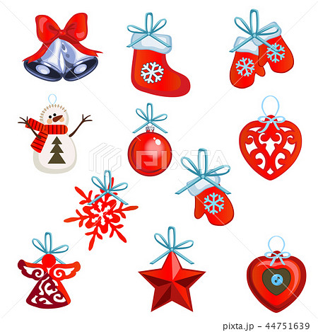 The set of attributes of the New Year and Christmas isolated on white background. Vector The set of attributes of the New Year and Christmas isolated on white background. Vector 44751639