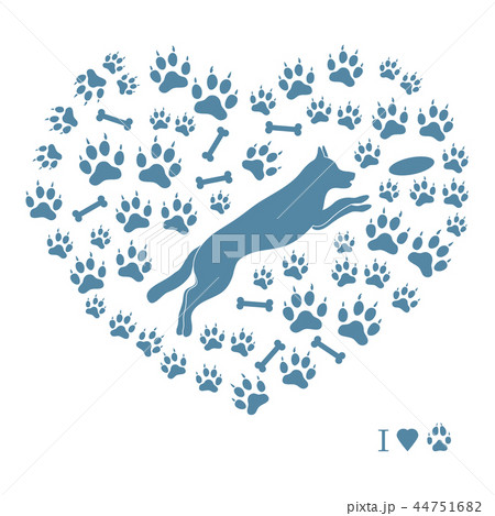 jumping dog silhouette on a background of dog 44751682