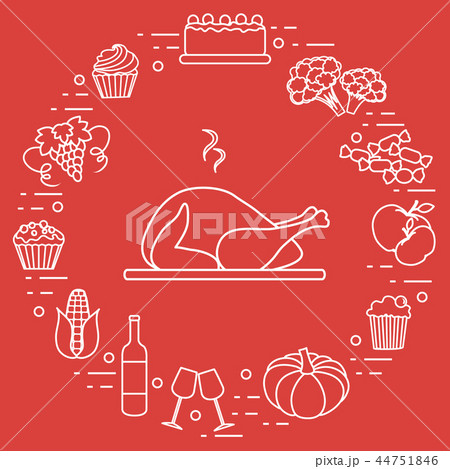 Happy Thanksgiving cartoon objects Fall symbols 44751846