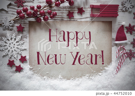 Red Christmas Decoration, Snow, Happy New Year 44752010