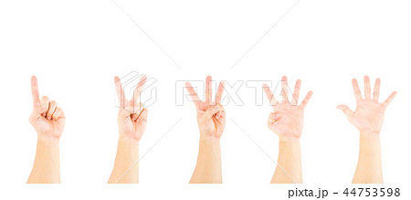 Male hand showing numberson white background. Male hand showing numberson white background. 44753598
