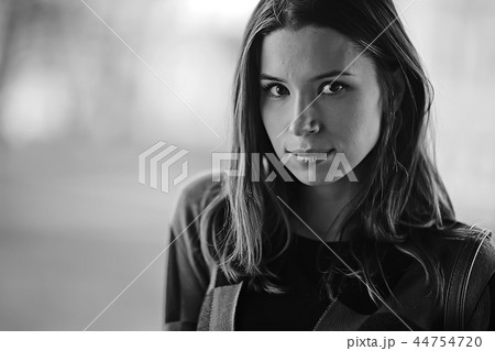 black and white portrait of a girl outdoor black and white portrait of a girl outdoor 44754720