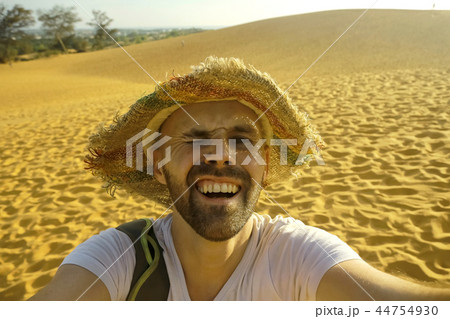 cheerful happy man portrait, young guy laughs, man looks at the frame, smile on the man's face, cheerful european 44754930