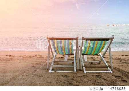 Beach chair on the beach in pattaya Beach chair on the beach in pattaya 44758023