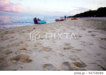 Sand and banana boat. Sand and banana boat. 44758089