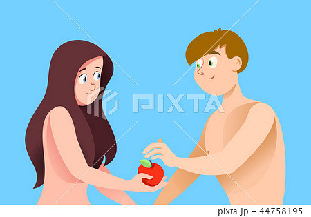 Adam And Eve On Blue Background のイラスト素材