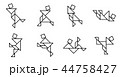 Set of Simple outline tangram dance action 44758427