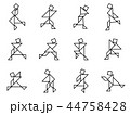 Set of Simple outline tangram people action 44758428