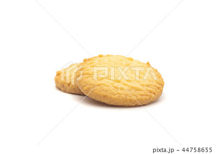 one side of two butter cookies on white background one side of two butter cookies on white background 44758655