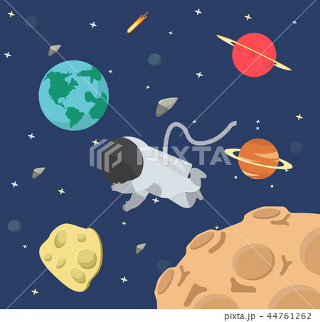 Astronaut  in space flat design 44761262