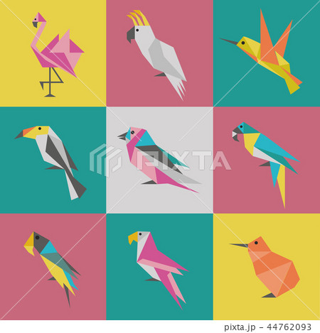 Geometric Birds Origami Logo Set 44762093