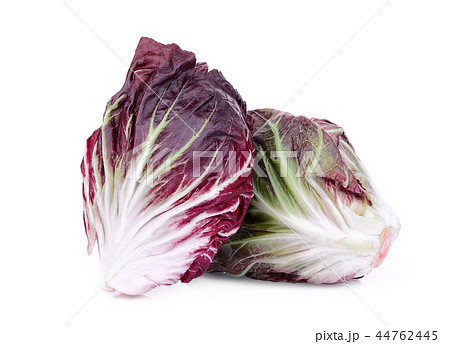 two whole red radicchio isolated on white  44762445
