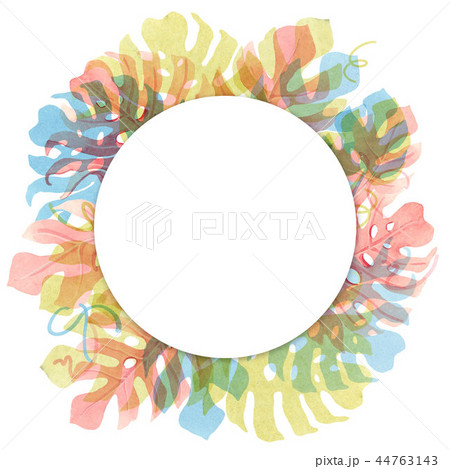 Watercolor tropical palm leaf frame 44763143