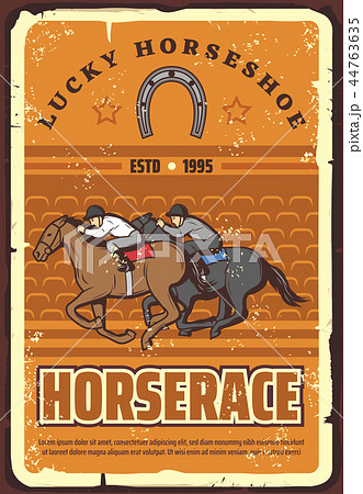 Horserace and equestrian sport, retro vector 44763635